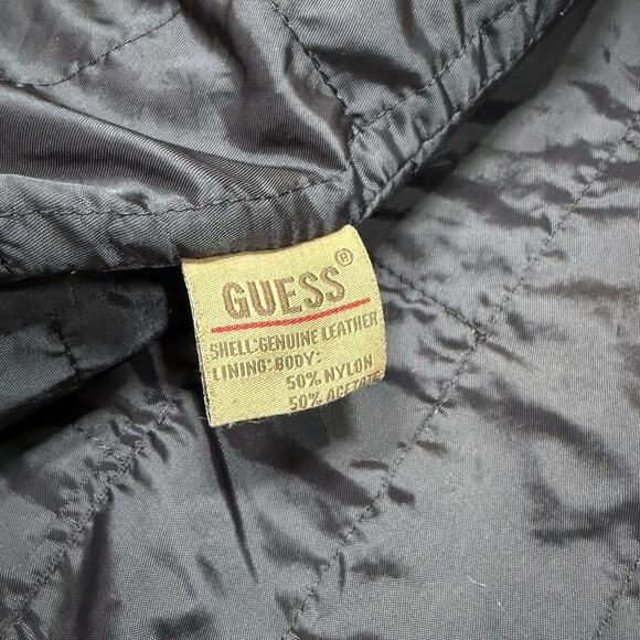 Vintage Guess Leather Bomber Jacket Distressed Suede Brown Men's Size M - Picture 8 of 10